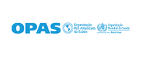 Logo da organização com as letras “OPAS” na cor azul claro.