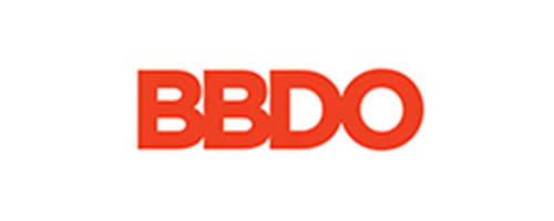 Logo da empresa com as letras BBDO em vermelho