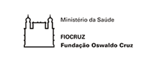 Logo da Fiocruz. Silhueta do Castelo Mourisco na cor preta com o texto “Ministérios da Saúde” “FIOCRUZ” “Fundação Oswaldo Cruz”