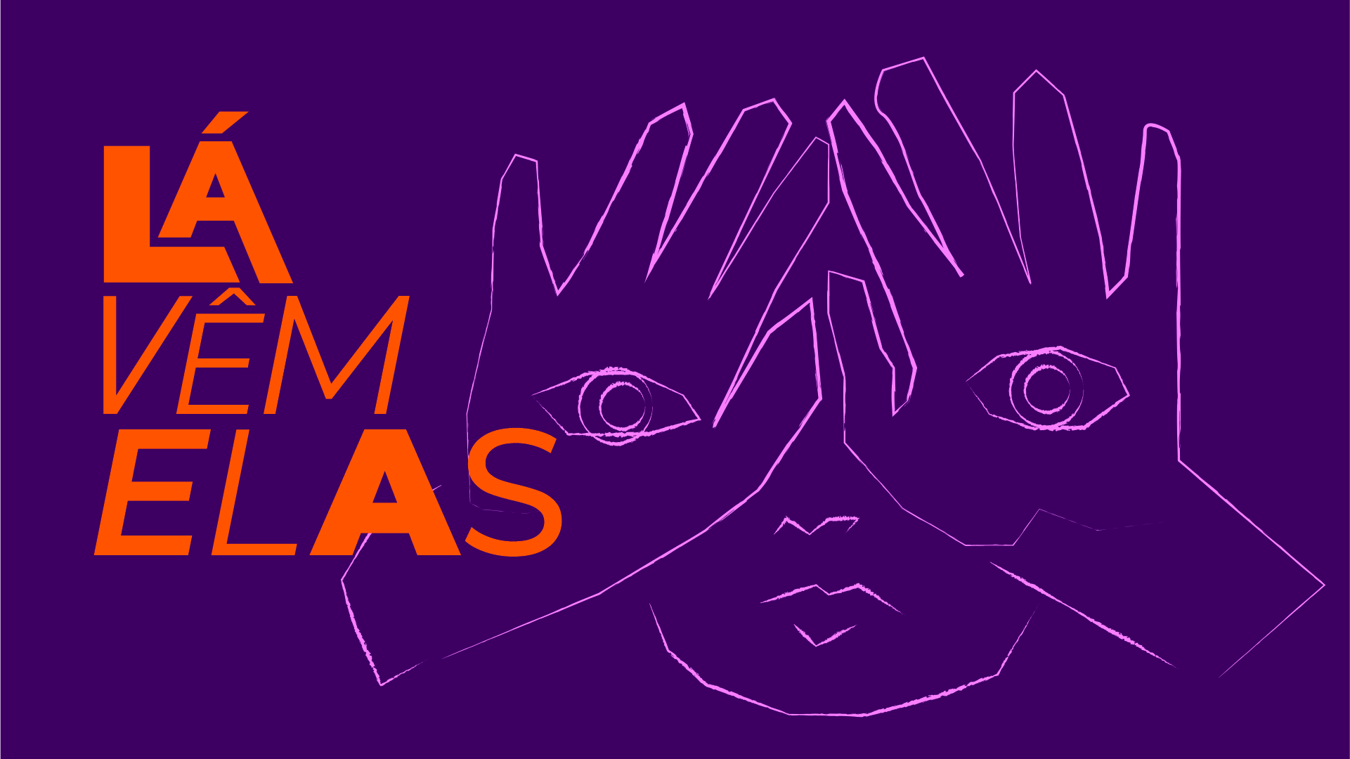 Ilustra&ccedil;&atilde;o digital de um rosto com duas m&atilde;os abertas sobre ele e com olhos em cada uma delas e fundo roxo. No canto superior esquerdo, em destaque, est&aacute; o texto 